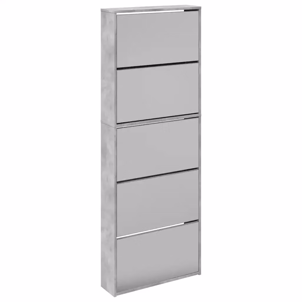 Scarpiera moderna vidaXL con specchio e ante in vetro, grigio opaco, L: 63 cm, P: 17 cm, H: 169,5 cm – 2