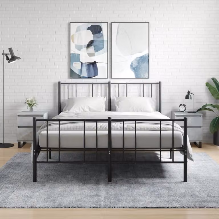 Set di 2 comodini moderni vidaXL in legno e metallo, colore grigio, L 40 cm x P 35 cm x H 50 cm