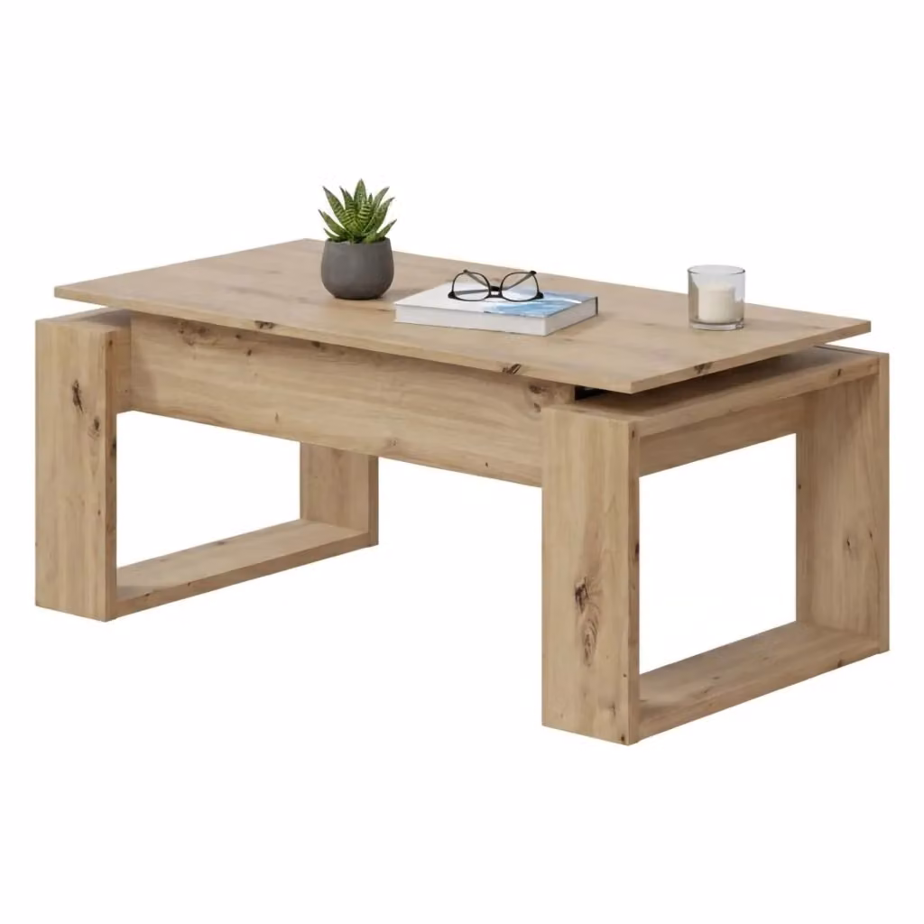 Tavolino da salotto Aspra DMORA con piano elevabile in Rovere nodi, L: 105 cm, P: 55 cm, H: 45/56 cm – 2