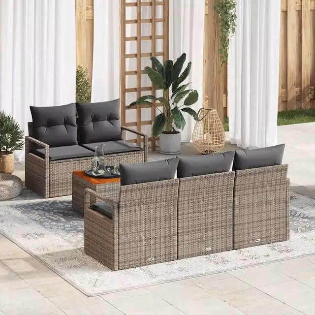 Set Divano da Giardino 6 pz Grigio polyrattan 3356312