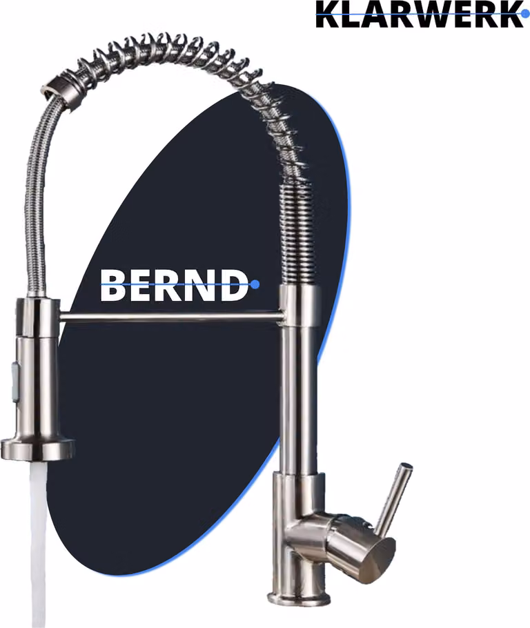 Bernd | rubinetto da cucina flessibile spazzolato argento per catering | rubinetto da cucina in acciaio inox | rubinetto girevole a 360 gradi | rubinetto ad alta pressione 2