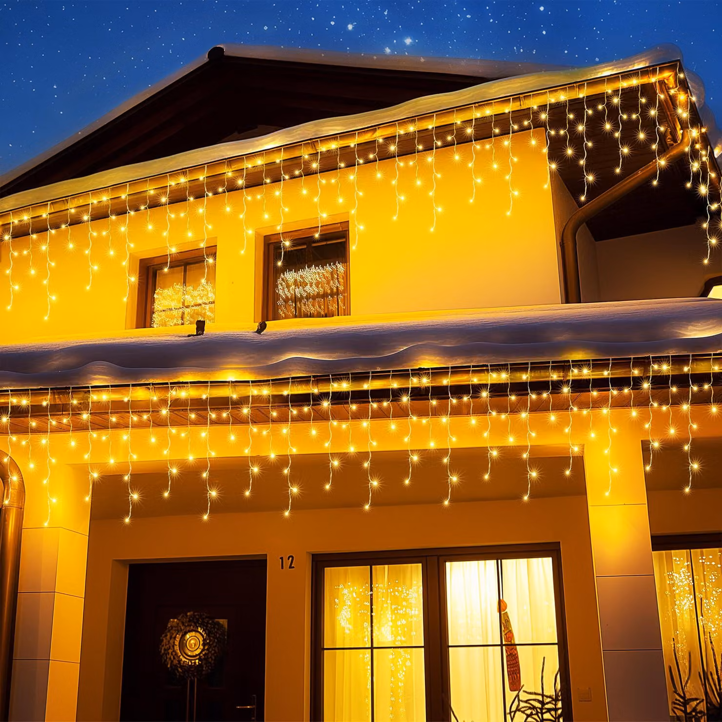 Catena luminosa a LED per esterni, lunghezza 35 metri, 1000 LED, luce bianco caldo, ideale per il periodo natalizio