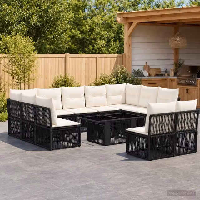 Set Divano da Giardino 12 pz Nero polyrattan 3436540