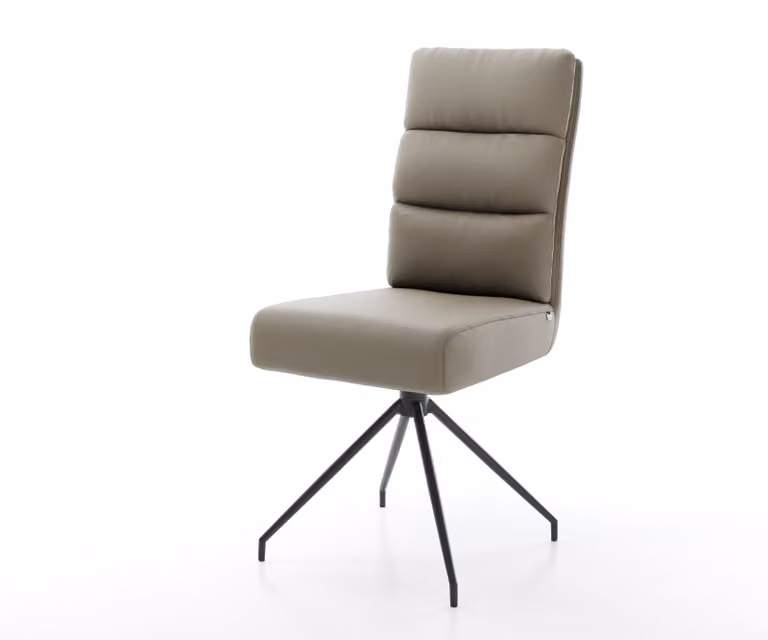 DELIFE Sedia da pranzo Pela-Flex, vera pelle, struttura a croce in metallo verniciato nero, seduta con molle a tasca, forma conica