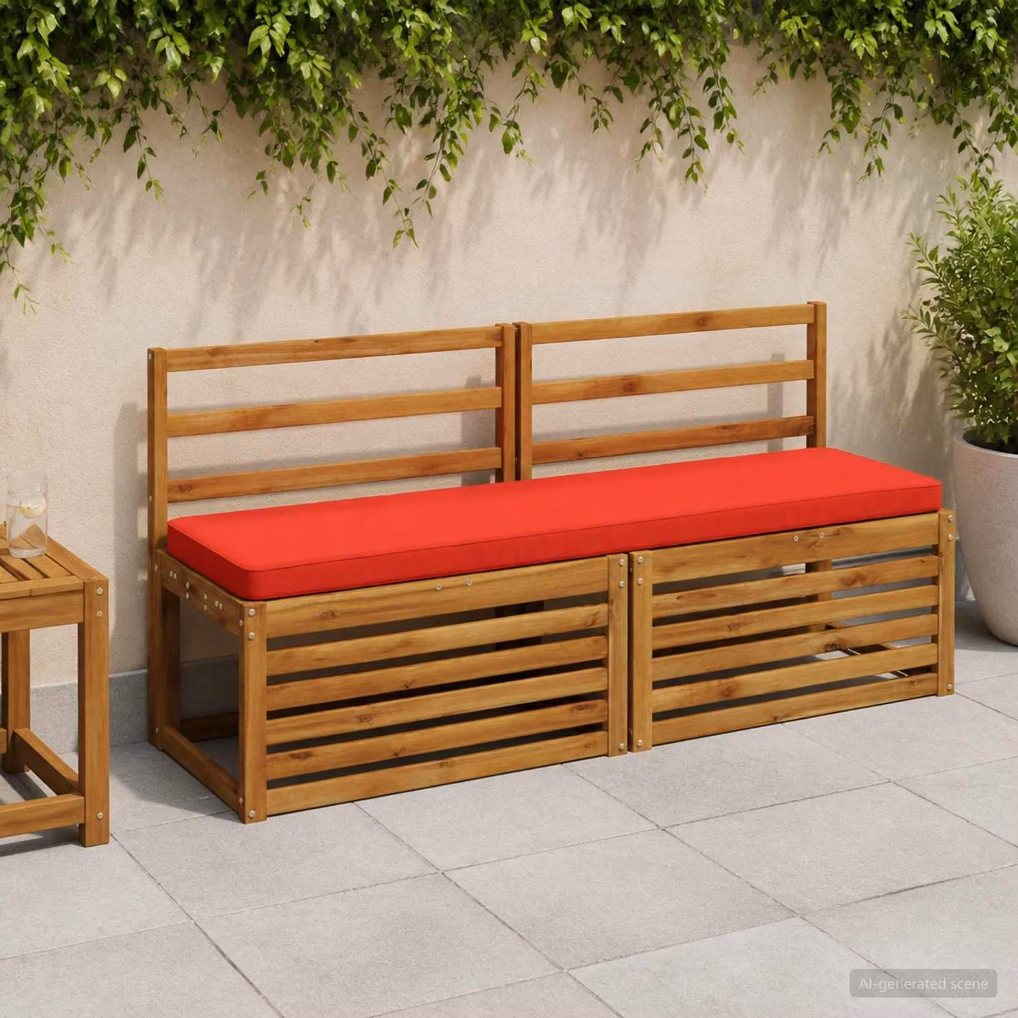 Set di 2 cuscini per panchina vidaXL VUGHT in poliestere rosso con rivestimento rimovibile e resistente ai raggi UV