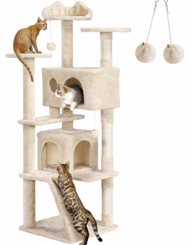 Albero per gatti stabile - Altezza 158 cm, color beige