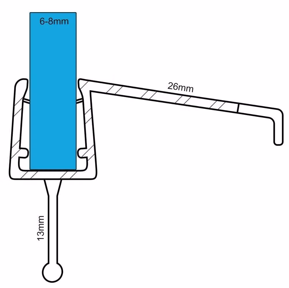 Guarnizione per doccia, 100 cm, per vetri di spessore 6-8 mm - Trasparente