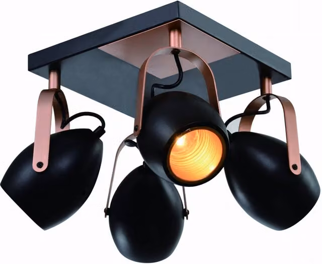 Plafoniera Candellux Anica in metallo rame e nero, 4 x E14, diametro 32 cm – 1