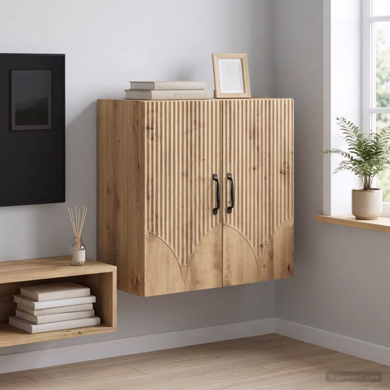 vidaXL Mobiletto a muro marrone in legno e metallo con ante a battente L: 59 cm, P: 31 cm, H: 60 cm