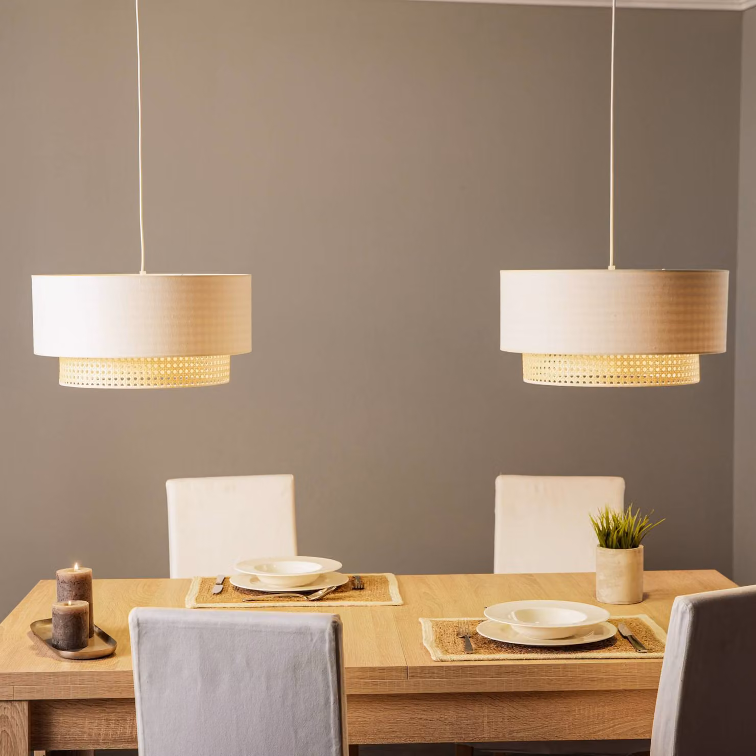Lampada a sospensione Boho Duolla, dimmerabile, Bianco / Opale, Soggiorno / Sala da pranzo, Metallo, Lampada a sospensione