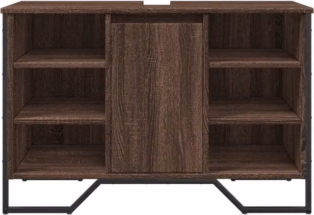 Mobile bagno moderno HELLOSHOP26 con vano contenitore sospeso in legno composito e metallo marrone L: 91 cm, P: 35 cm, H: 60 cm