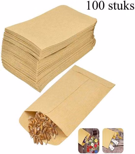 Bustine in carta kraft - Marroni - 10x6 cm - Confezione da 100, ideali per i "lacrime di gioia" e i calendari dell'Avvento, mini bustine in carta kraft per matrimoni e Natale