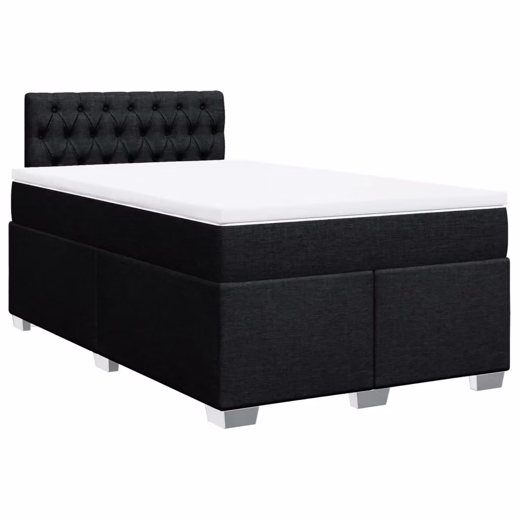 Letto Ibrido vidaXL con Giroletto a Molle e Materasso in Tessuto Nero e Bianco L/P/H: 120 x 190 x 100,5 cm – 2