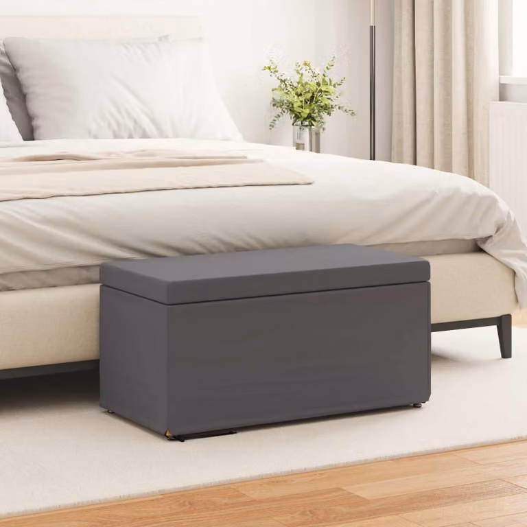 Pouf moderno vidaXL in tessuto e similpelle grigio L 81 x P 41 x H 40 cm