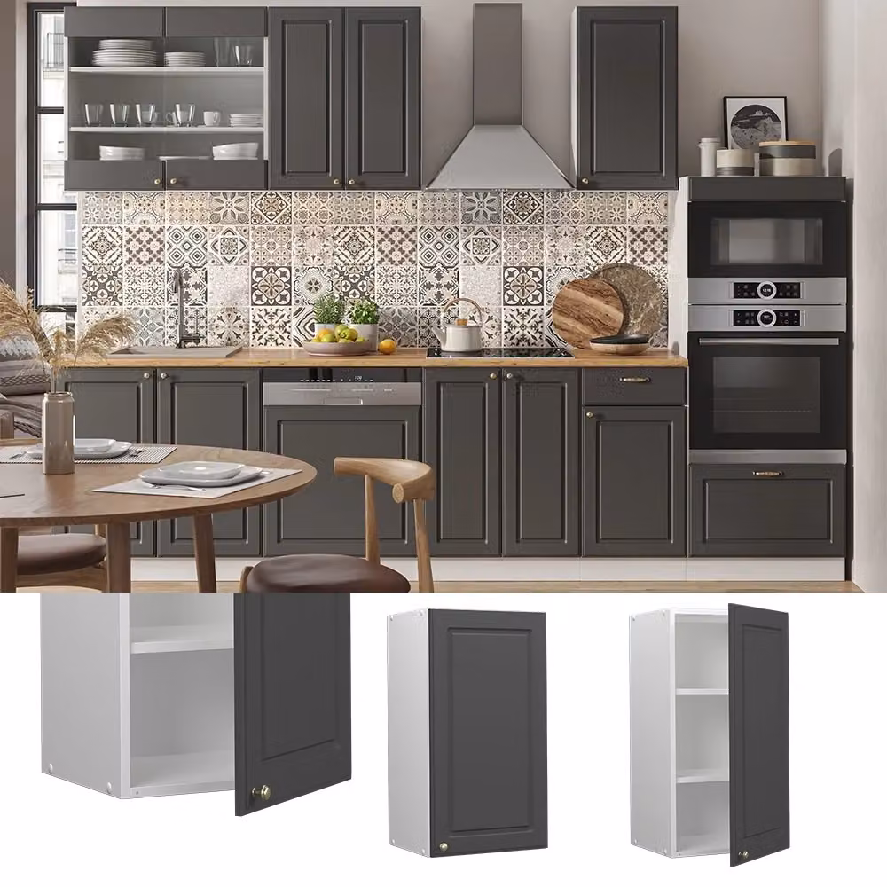 Pensile da cucina Vicco Fame-Line moderno in MDF, colore antracite, oro e bianco, L: 40 cm – 2