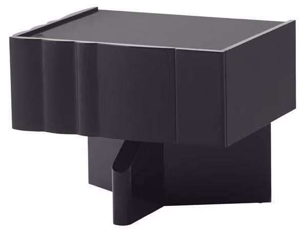 Tavolino da notte moderno, nero, elegante. Comodino, tavolino di servizio. Scatola