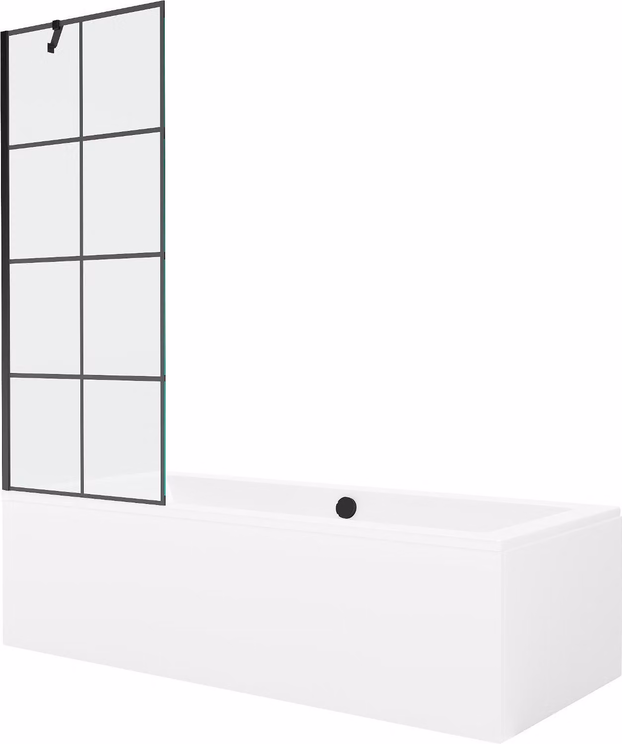 Mexen Cube vasca da bagno rettangolare 170 x 80 cm con rivestimento e schermo a 1 anta 70 cm, motivo nero - 550517080X9507007077