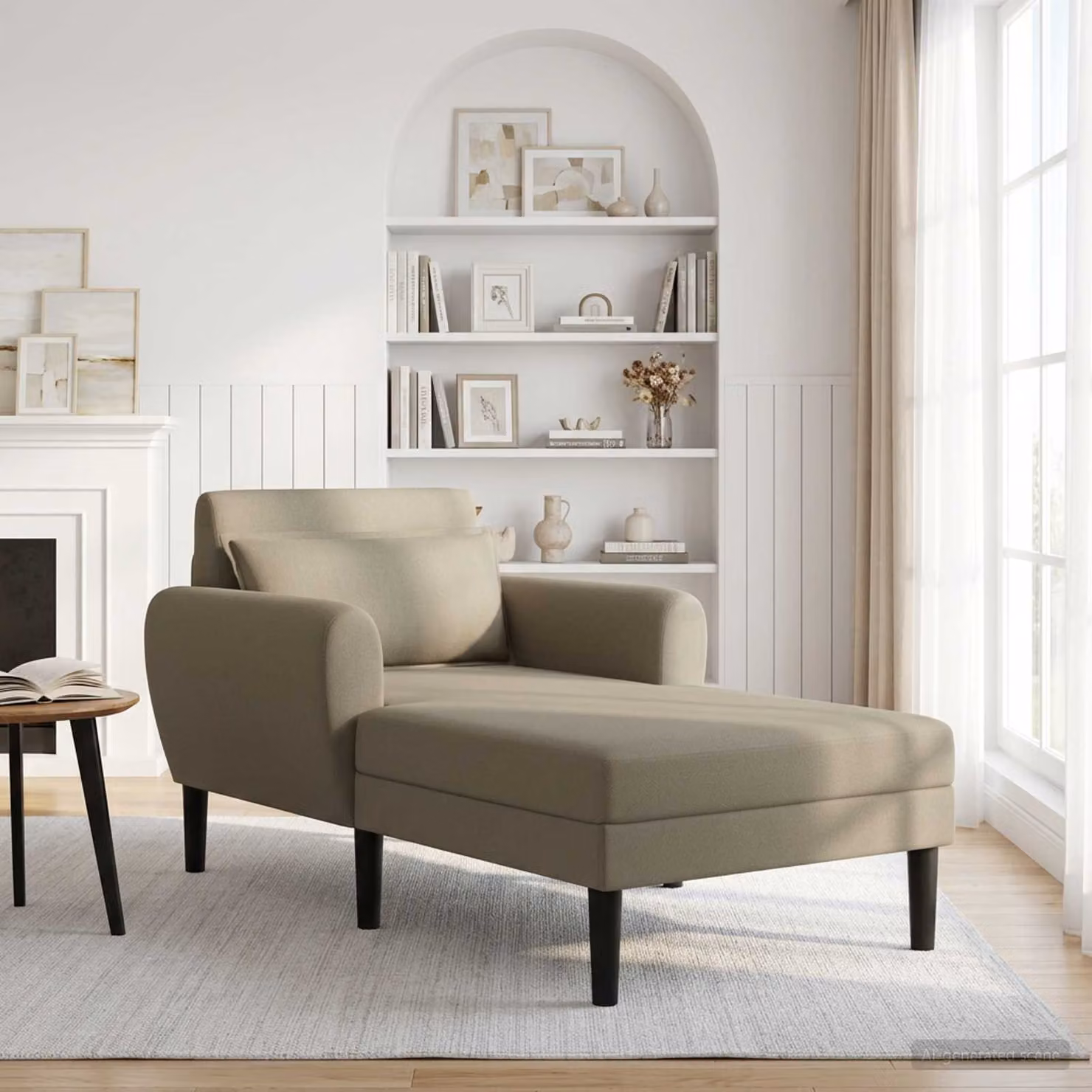 Chaise longue moderna vidaXL in velluto beige e marrone con cuscini inclusi e coperture rimovibili L/P/H: 168 x 94 x 83 cm
