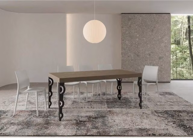 Tavolo allungabile Karamay Premium ITAMOBY con telaio in metallo antracite e piano tortora L: 200-460 cm, P: 90 cm
