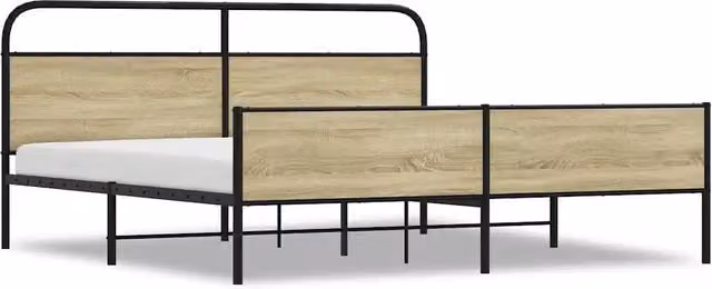 Letto matrimoniale in metallo e MDF color rovere sonoma L/P/H: 180 x 200 x 100 cm