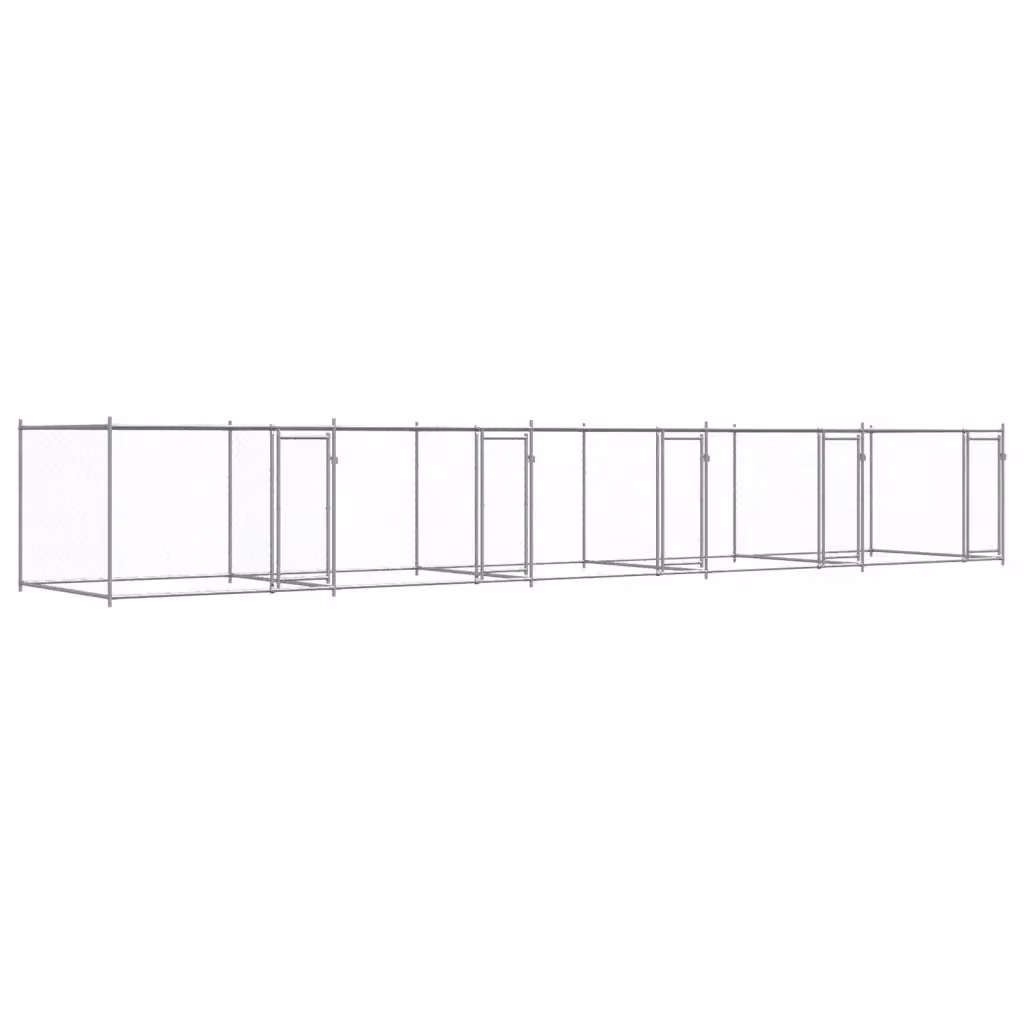 Gabbia per cani con porte VIDAXL in acciaio zincato grigia L: 10 m, P: 2 m, H: 1,5 m – 2