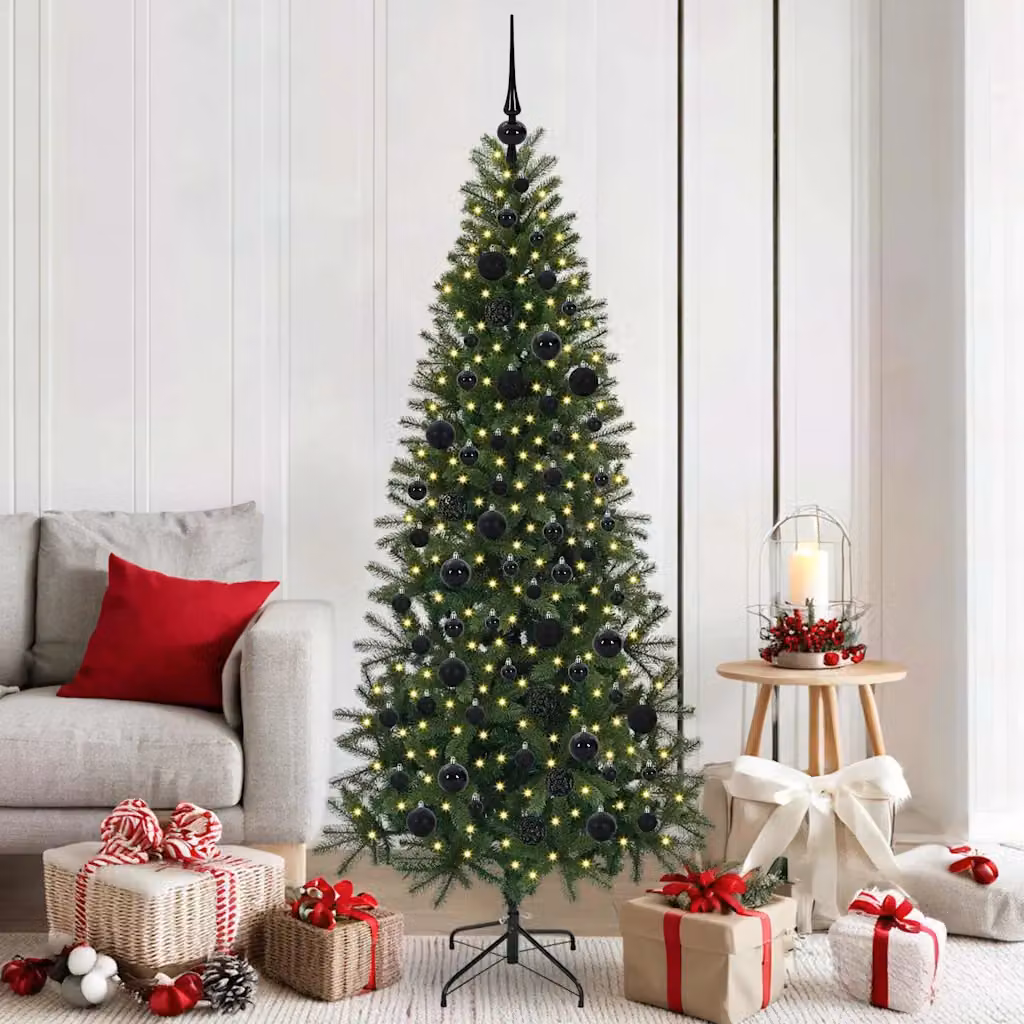 Albero di Natale artificiale vidaXL Verde con luci LED bianco caldo in PE e PVC, Altezza: 180 cm