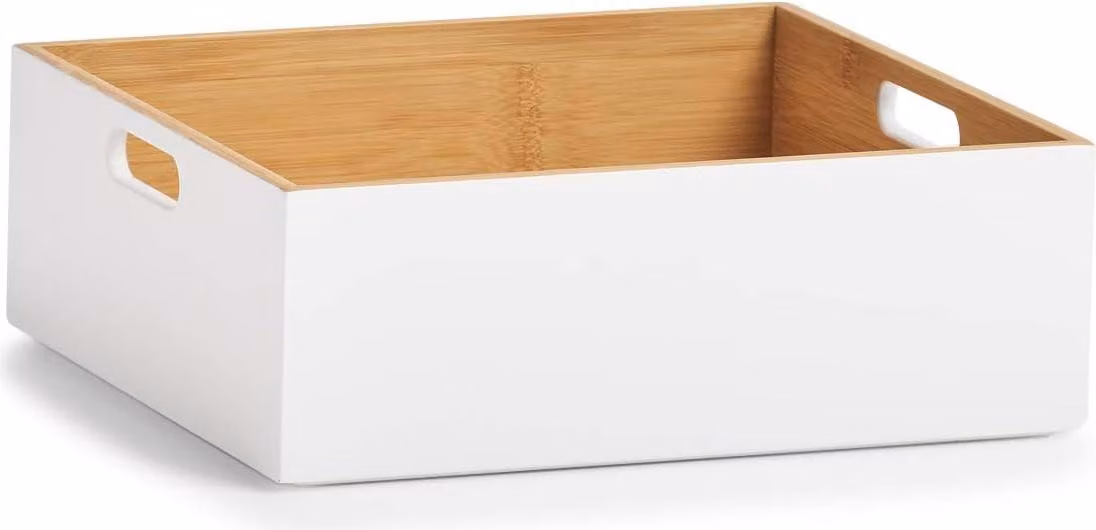 Contenitore in bambù bianco 30x27x10,5 cm