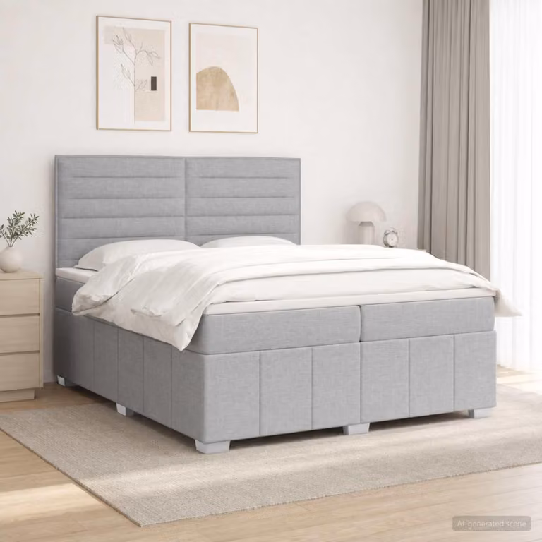 Maison Exclusive - Letto boxspring con materasso Grigio chiaro 200 x 200 cm Tessuto