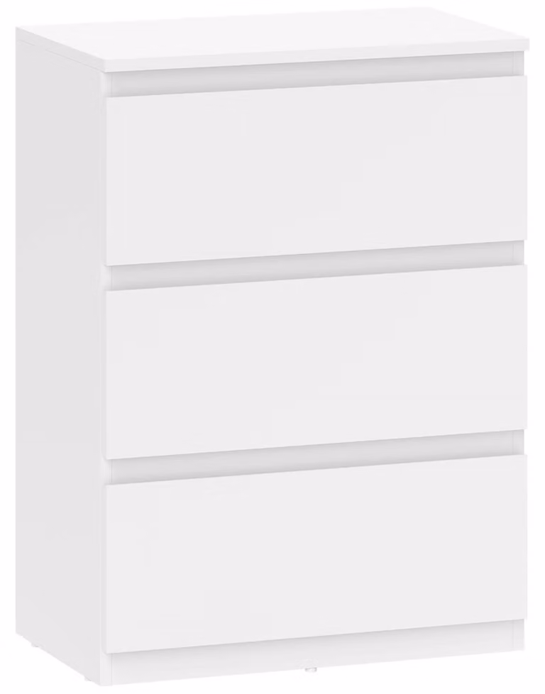 Comodino con 3 cassetti – Mobile contenitore bianco | Colore: Bianco | Dimensioni: 55x34x75 cm