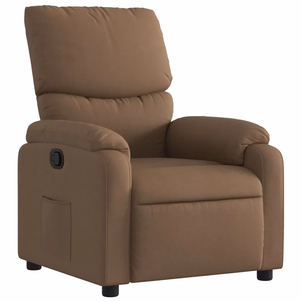 Poltrona Reclinabile Relax vidaXL in Tessuto Marrone con Braccioli e Struttura in Legno e Metallo – 2