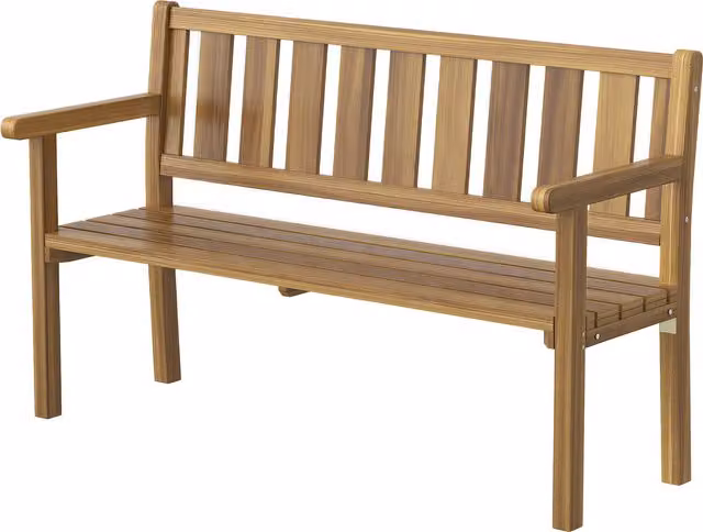 Panchina da giardino Outsunny a 2 posti in legno di abete color teak, L: 150 cm, P: 57 cm, H: 93 cm