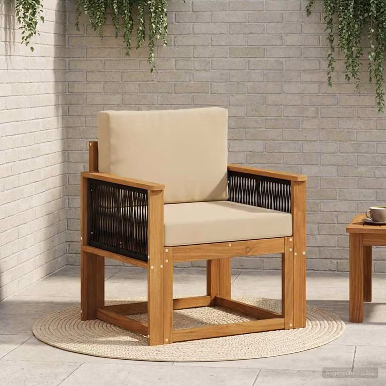Divano centrale da esterno vidaXL in legno di acacia massello naturale, colore marrone e beige