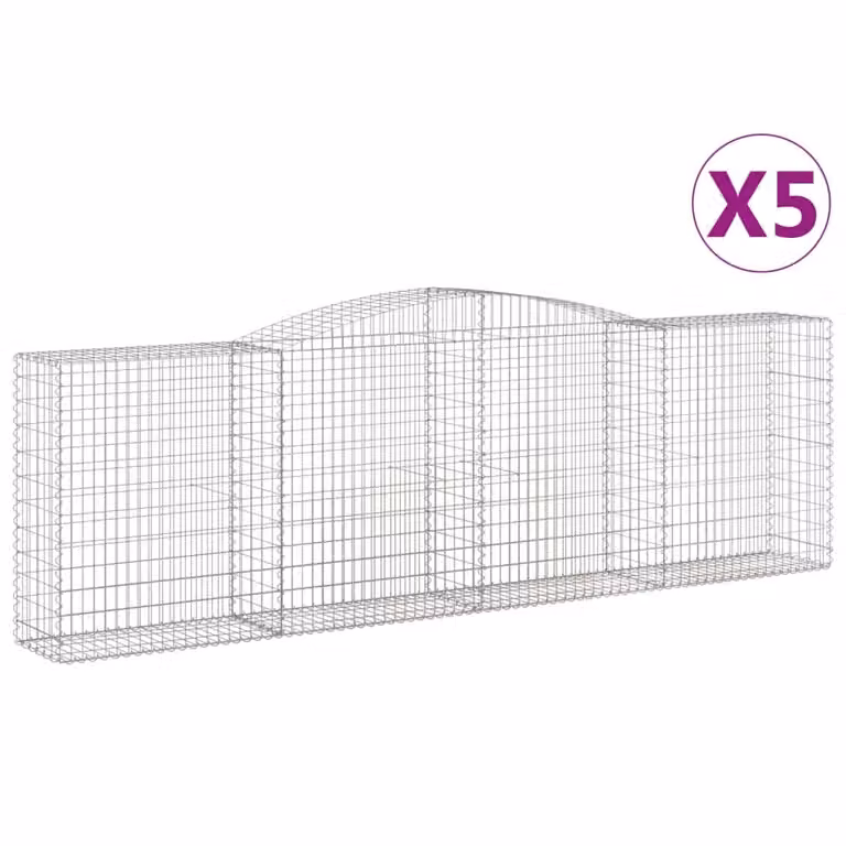 Cesti Gabbioni ad Arco 5 pz 400x50x120/140 cm Ferro Zincato
