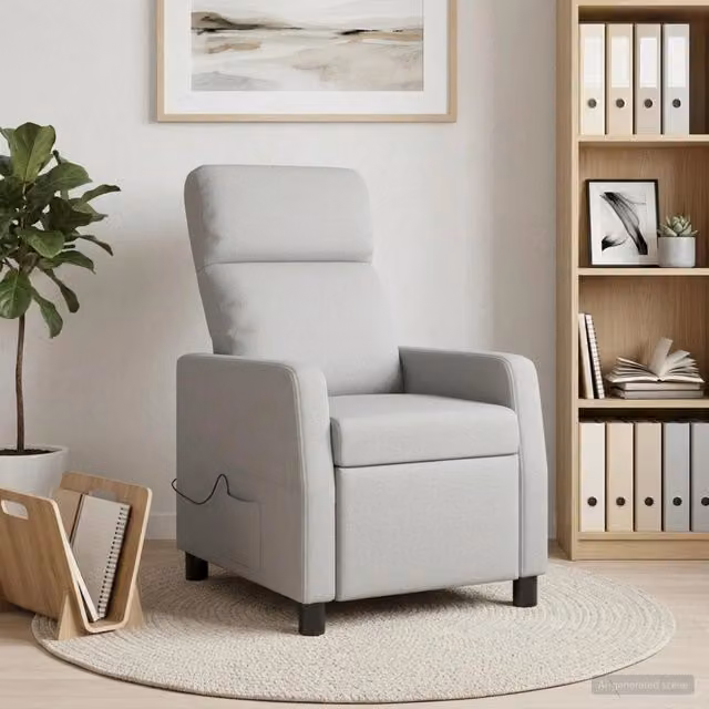 Poltrona Reclinabile Relax vidaXL in Tessuto Grigio con Braccioli e Regolazione Manuale