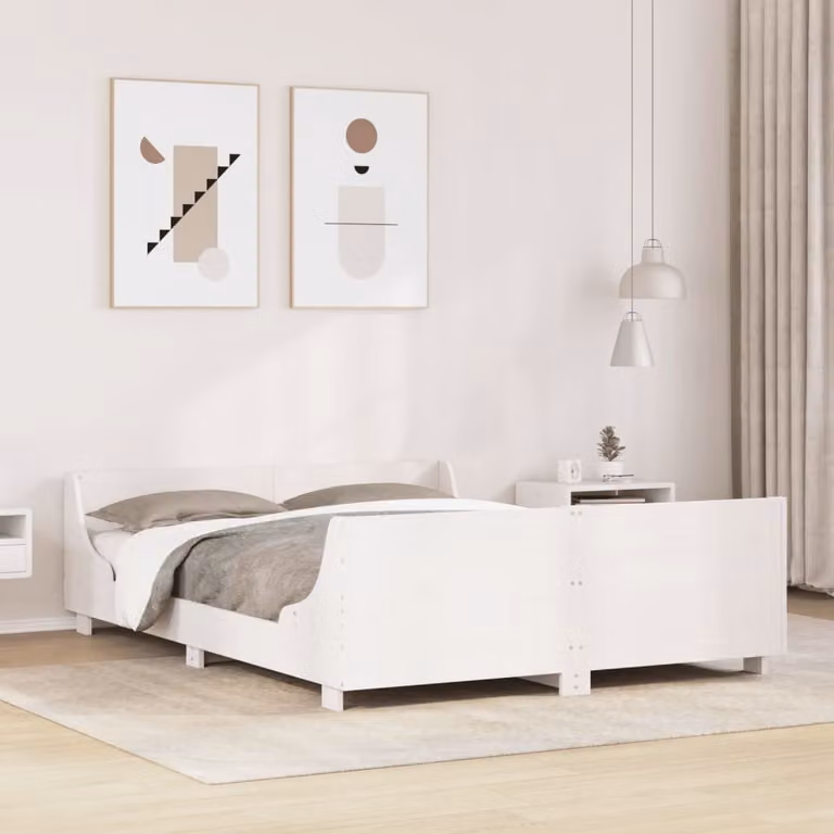 Letto senza materasso vidaXL in legno massello di pino bianco L/P/H: 120 x 200 cm