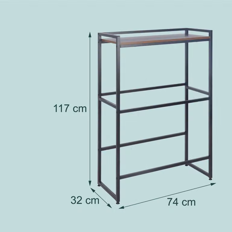 Portabottiglie in stile industriale, a 2 livelli, nero/marrone