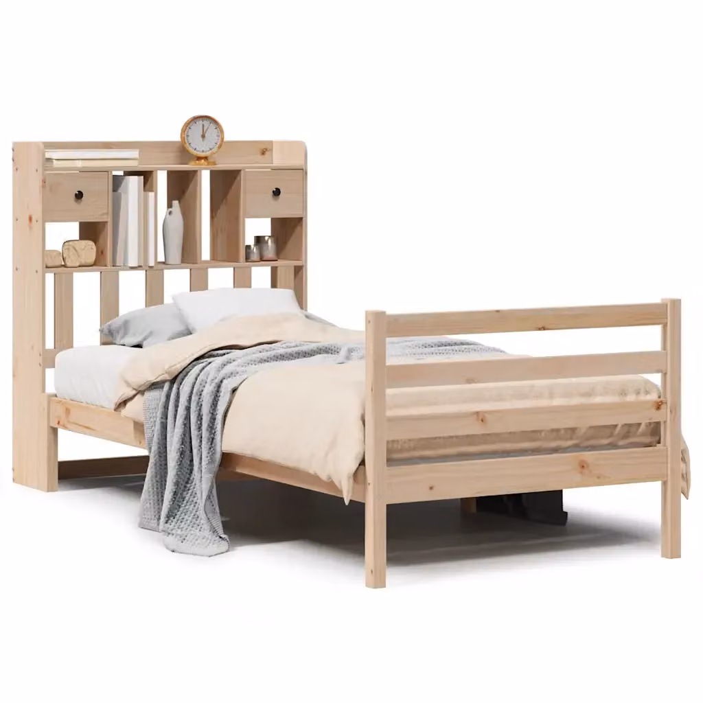 Giroletto con Libreria VIDAXL in Legno di Pino Naturale per Camera da Letto L/P/H: 190 x 75 x 81 cm – 2