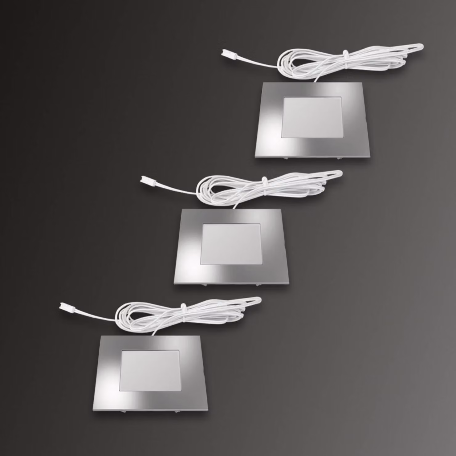 Hera Spot quadrato incasso FQ 68-LED 3x bianco caldo, Alluminio / Grigio / Zincato, Soggiorno / Sala da pranzo, Plastica, Moderno