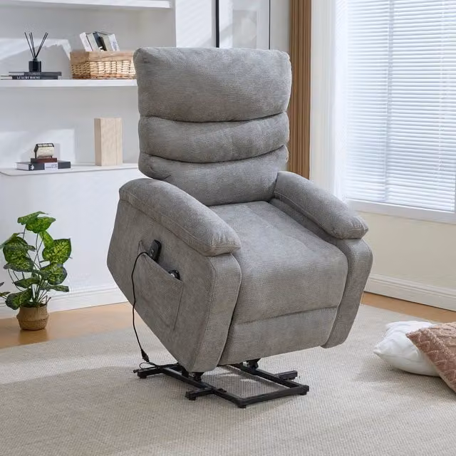 Poltrona Relax Elettrica Alzapersona Massaggiante con Poggiapiedi ¨C MINIMAL ¨C Grigio