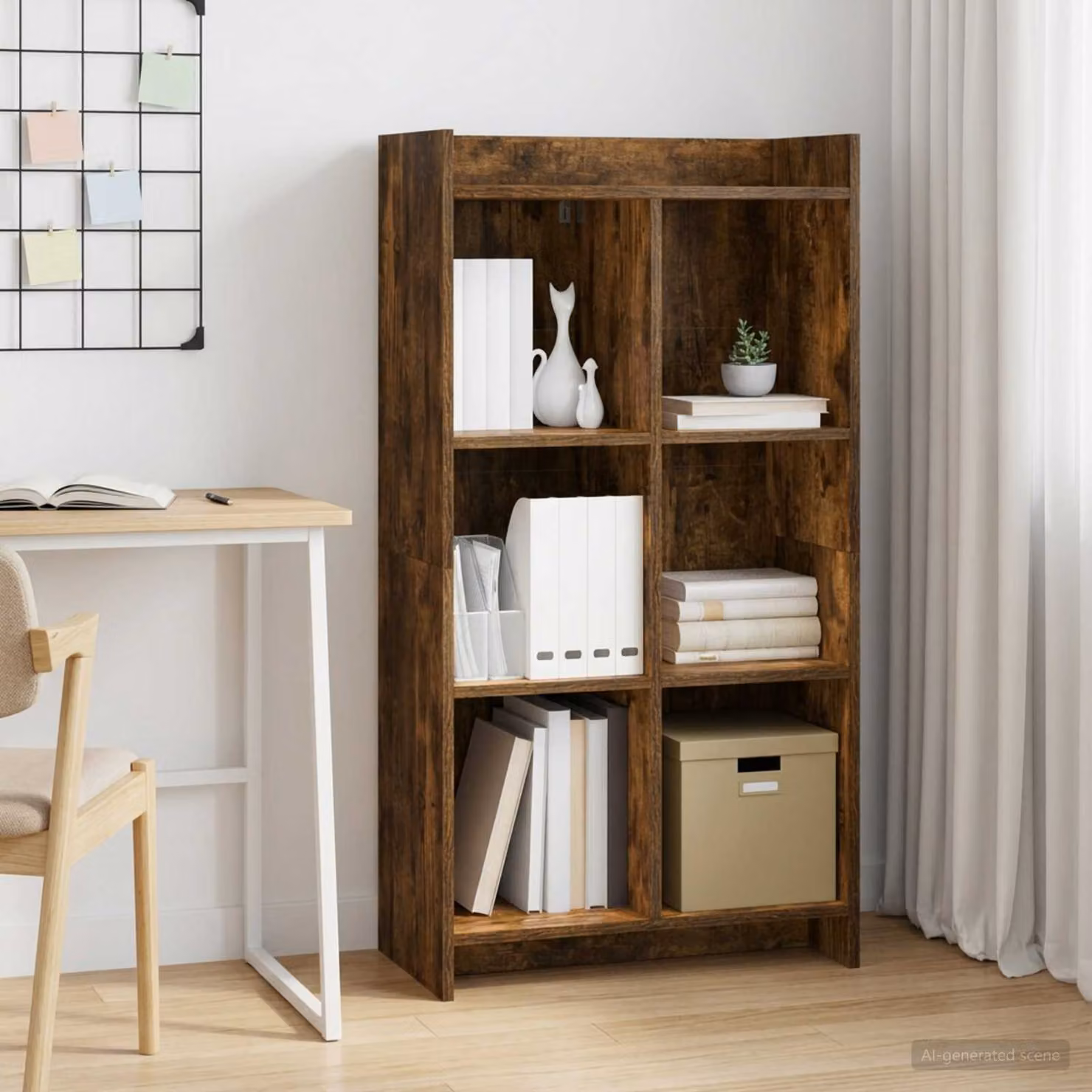Libreria moderna vidaXL in legno ingegnerizzato color rovere fumo, L 59 cm x P 30 cm x H 111 cm