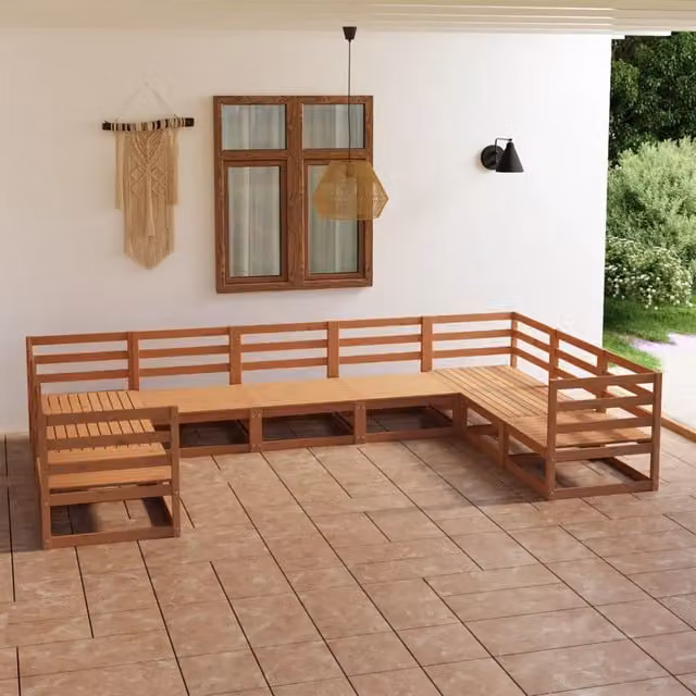 Set Divani da Giardino 9 pz in Legno Massello di Pino 3076262