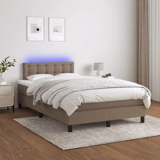 Letto Ibrido vidaXL con Materasso, Illuminazione LED e Porte USB, Colore Beige, L/P/H: 120 x 200 x 88 cm