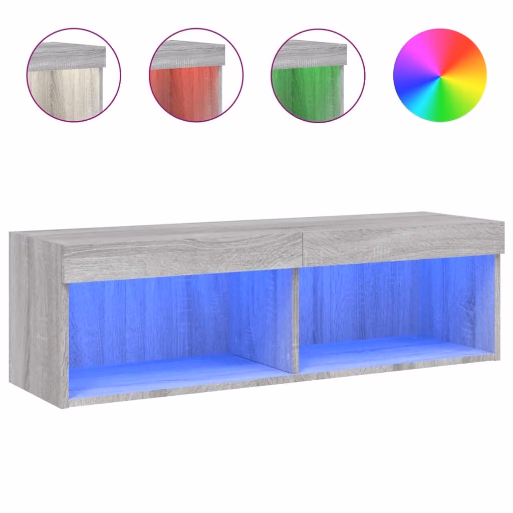 Mobile Porta TV con Luci LED Grigio Sonoma 100x30x30 cm