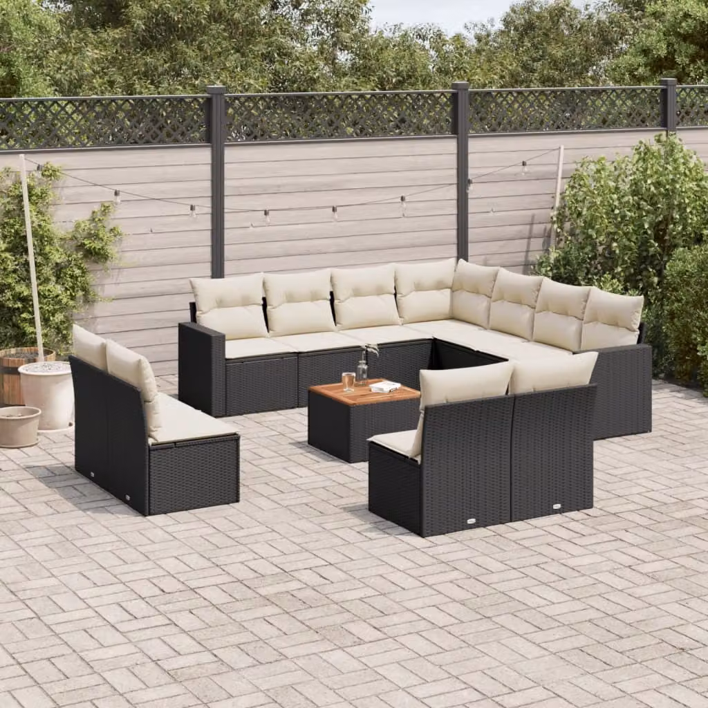 Maison Exclusive - Set divani da giardino 12 pezzi con cuscini in polyrattan nero