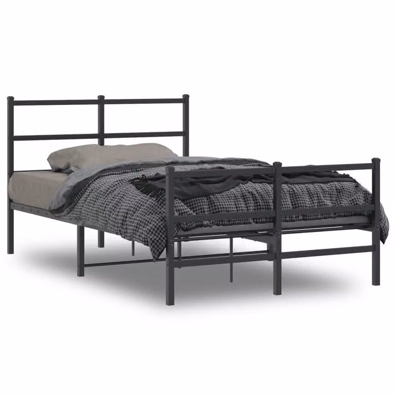 vidaXL Giroletto in Metallo Nero con Testiera e Pediera L/P/H: 120 x 200 x 90 cm