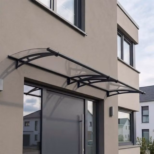 Pensilina da esterno Palram Aquila curva trasparente con struttura in alluminio e acciaio zincato L: 302 cm, P: 91 cm – 1