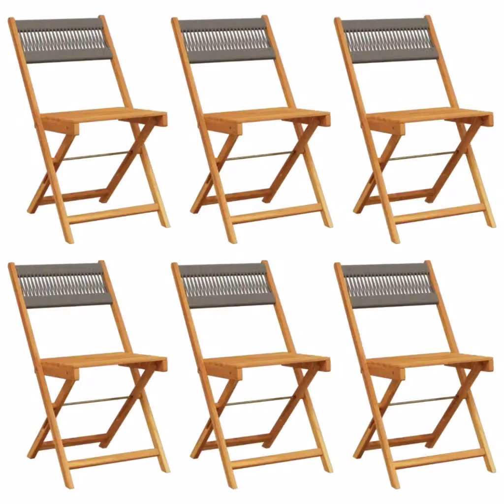 Set di 6 sedie pieghevoli da giardino vidaXL in legno di acacia oliato grigio con braccioli – 2
