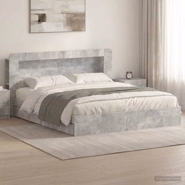 Telaio del letto con storage Grigio Cemento 200 x 200 cm 3433691