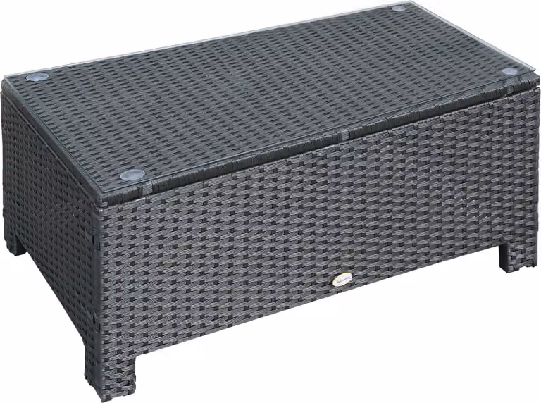 Outsunny Tavolino da giardino in polyrattan nero 85 x 50 x 39 cm