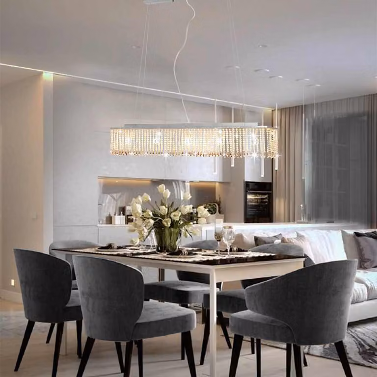 vidaXL Lampadario Sospeso con Perle di Cristallo Argento e Trasparente, Altezza Regolabile, E14
